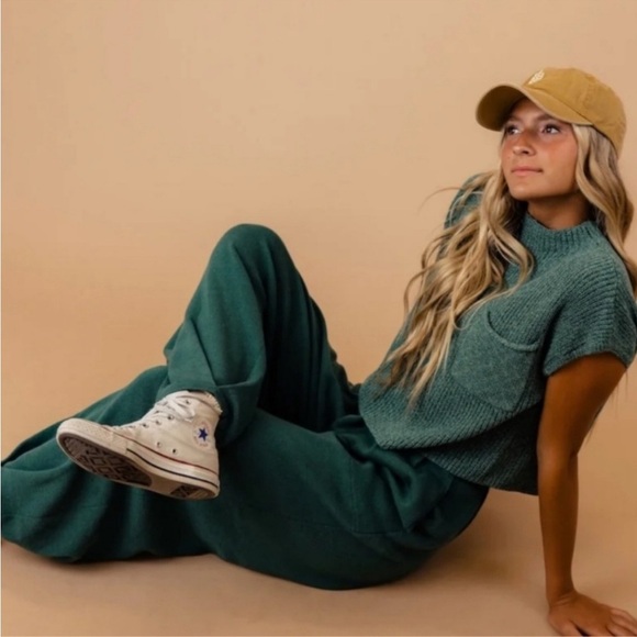 Free People Freya Sweater Set in Emerald Spell Combo Size SM $128 Retail NWT - Picture 3 of 13